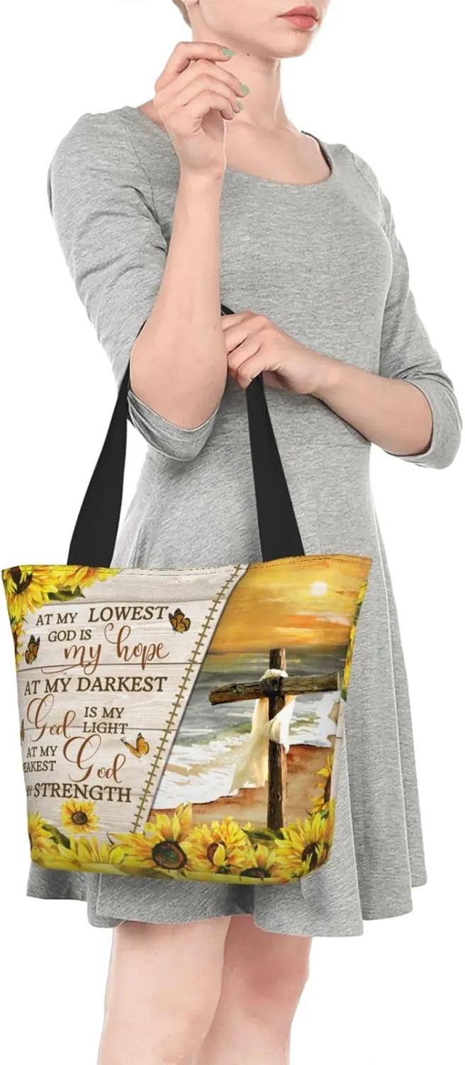 Bible Tote Bags For Women Christian Tote Bag Religious Grocery Bag With Zipper For Mothers Day Church Gifts
