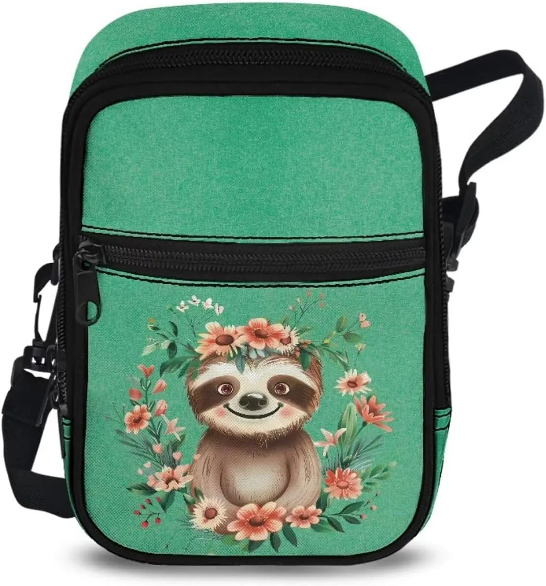 BIGCARJOB Womens Crossbody Fanny Pack Flower Sloth Crossbody Purse Sling Bags Women's Shoulder Handbags Travel Messenger Tote Bags Xmas Crossbody Bags