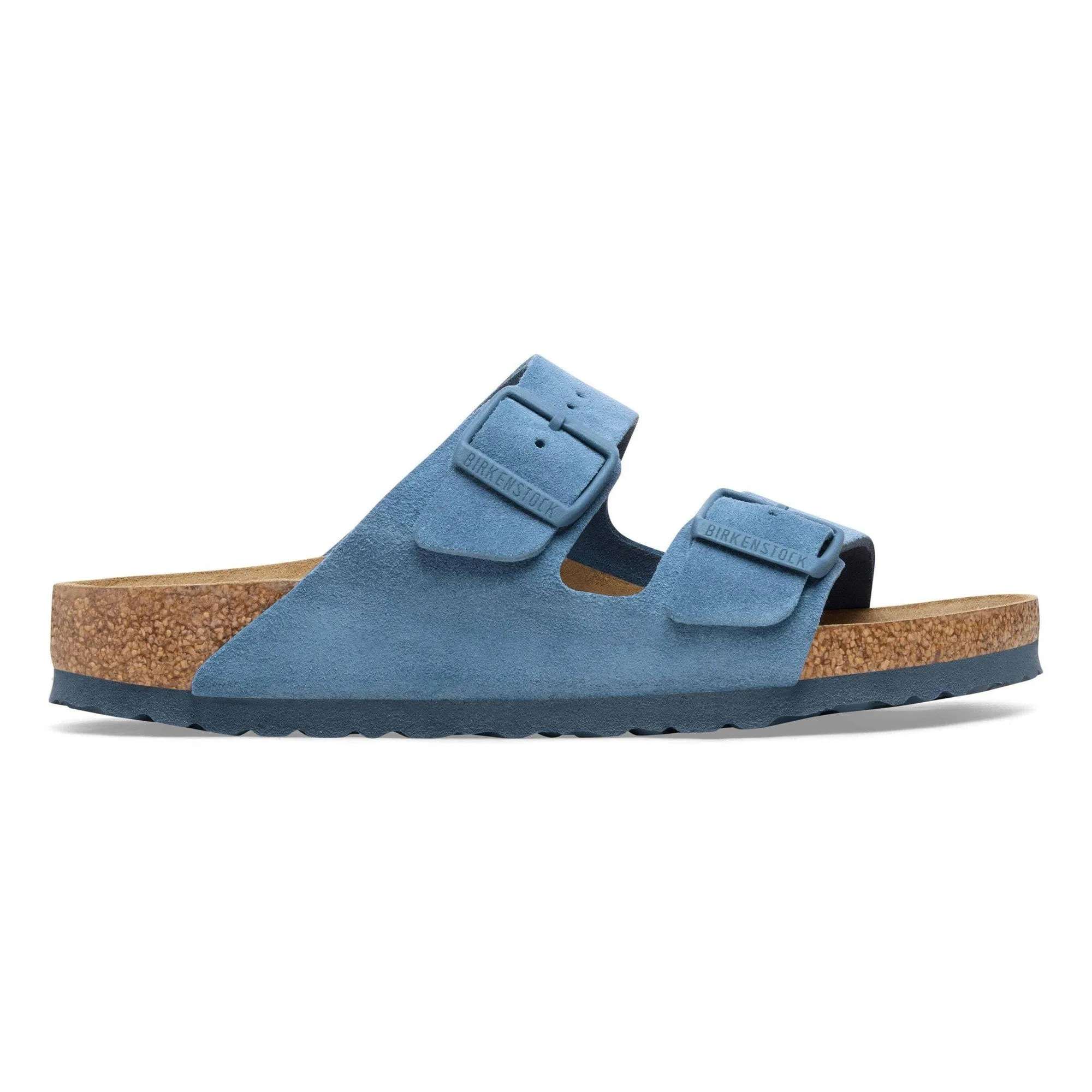 Birkenstock Arizona Ladies Narrow Elemental Blue Suede Arch Support Buckle Sandals
