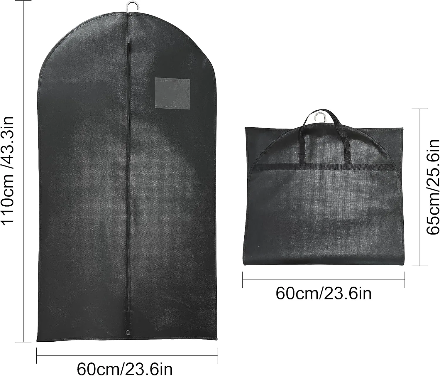 Black Suit Garment Bags, Set of 6 Portable Men's Travel Suit Bags, Waterproof Sturdy Hanging Clothes Pockets for Closet Storage, Business Travel, Clothes, Dress, Shirts (43.3x23.6 inch)