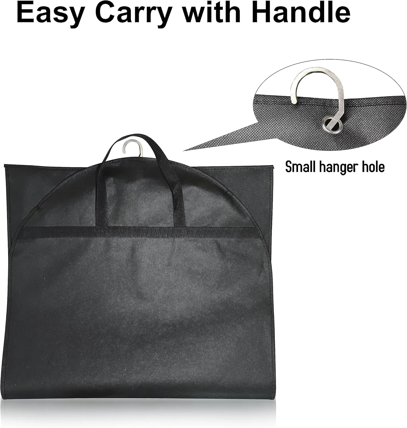 Black Suit Garment Bags, Set of 6 Portable Men's Travel Suit Bags, Waterproof Sturdy Hanging Clothes Pockets for Closet Storage, Business Travel, Clothes, Dress, Shirts (43.3x23.6 inch)