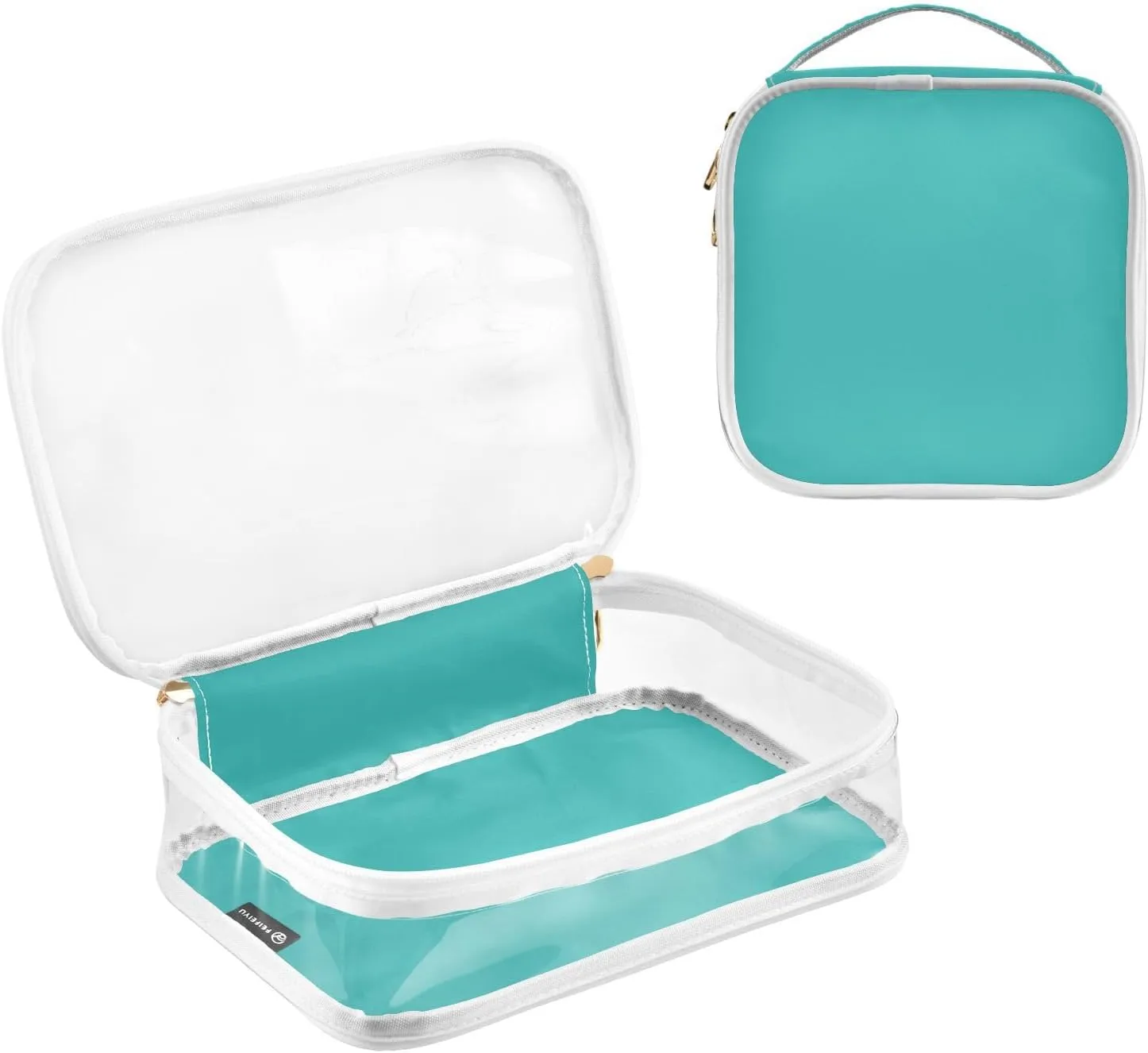 Blue Green Clear Makeup Bags TSA Approved Toiletry Bag for Women Men Cosmetic Bags with Zipper Carry On Airport Airline Compliant Bag Quart Size PVC Travel Bags for Toiletries Cosmetics, 2 Pack