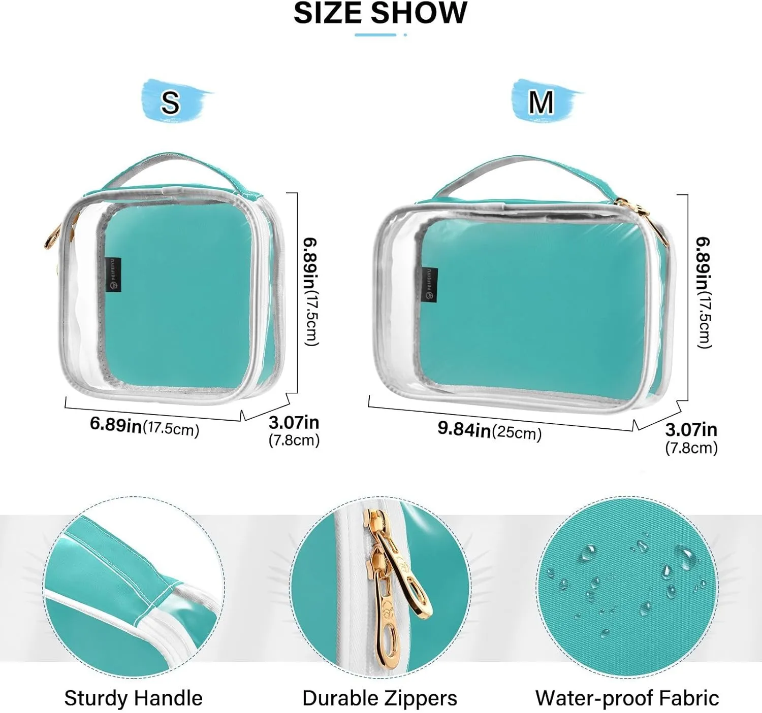 Blue Green Clear Makeup Bags TSA Approved Toiletry Bag for Women Men Cosmetic Bags with Zipper Carry On Airport Airline Compliant Bag Quart Size PVC Travel Bags for Toiletries Cosmetics, 2 Pack