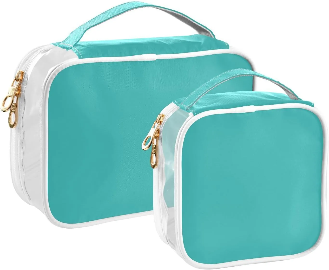 Blue Green Clear Makeup Bags TSA Approved Toiletry Bag for Women Men Cosmetic Bags with Zipper Carry On Airport Airline Compliant Bag Quart Size PVC Travel Bags for Toiletries Cosmetics, 2 Pack