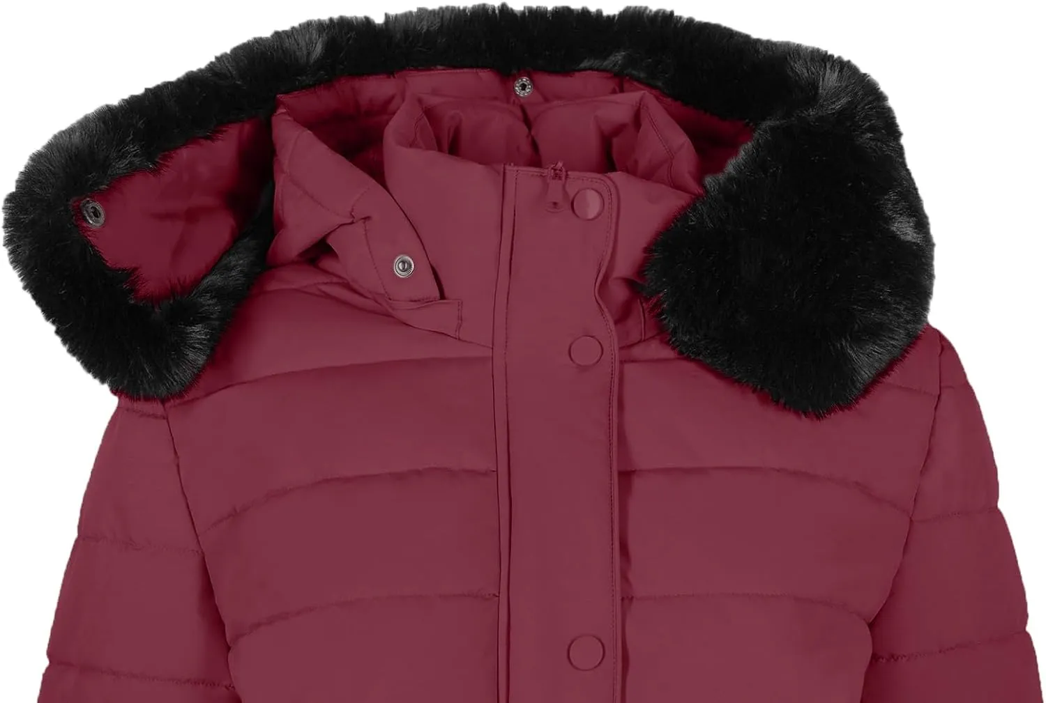 BodiLove Women's Puffer Jacket Fleece Lining Hood with Removable Faux Fur