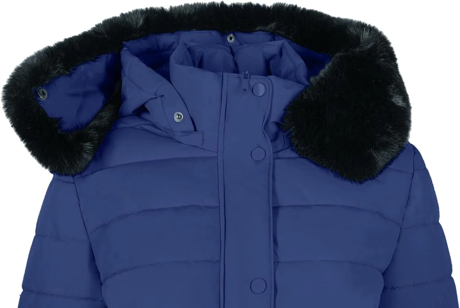 BodiLove Women's Puffer Jacket Fleece Lining Hood with Removable Faux Fur