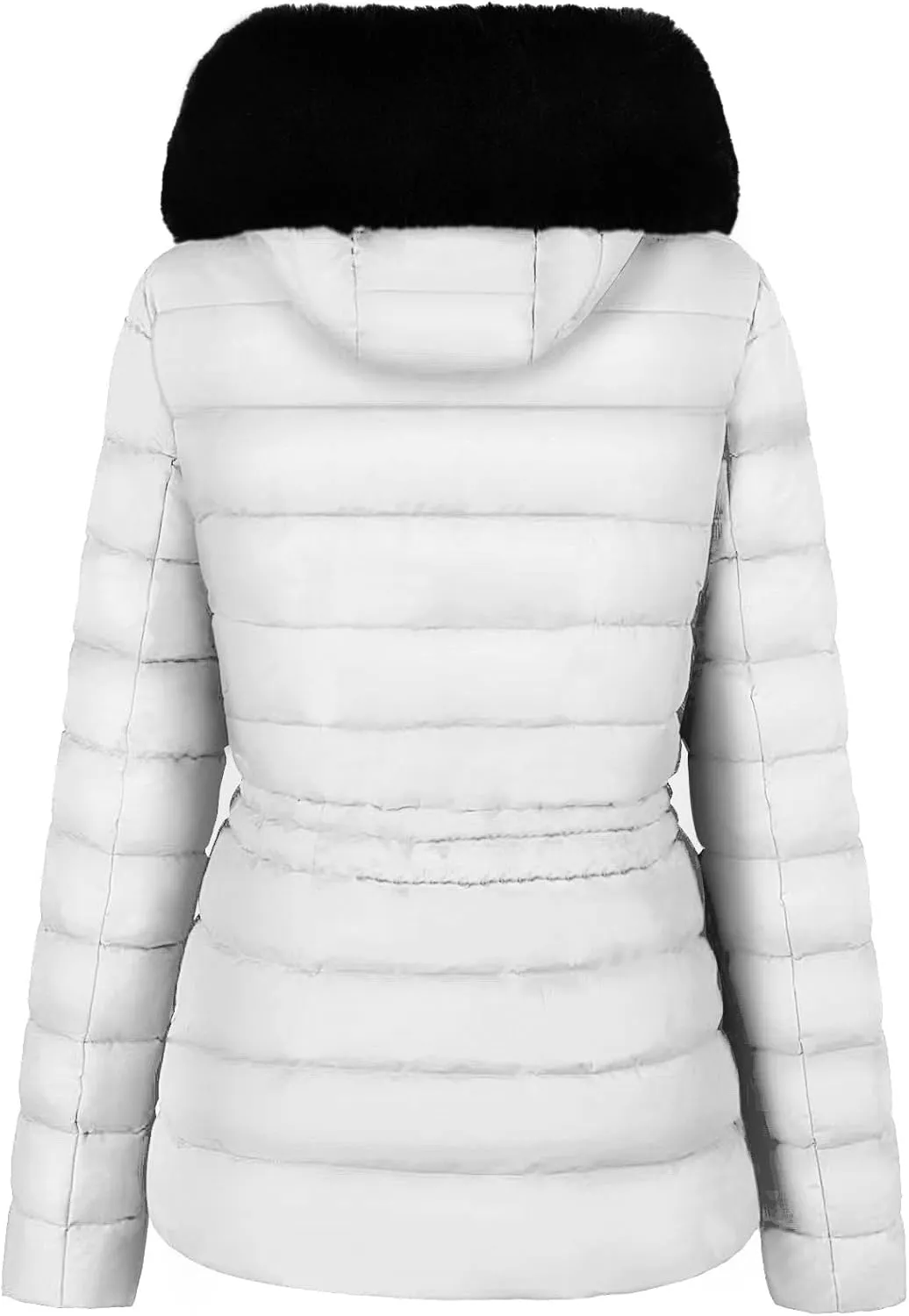 BodiLove Women's Puffer Jacket Fleece Lining Hood with Removable Faux Fur
