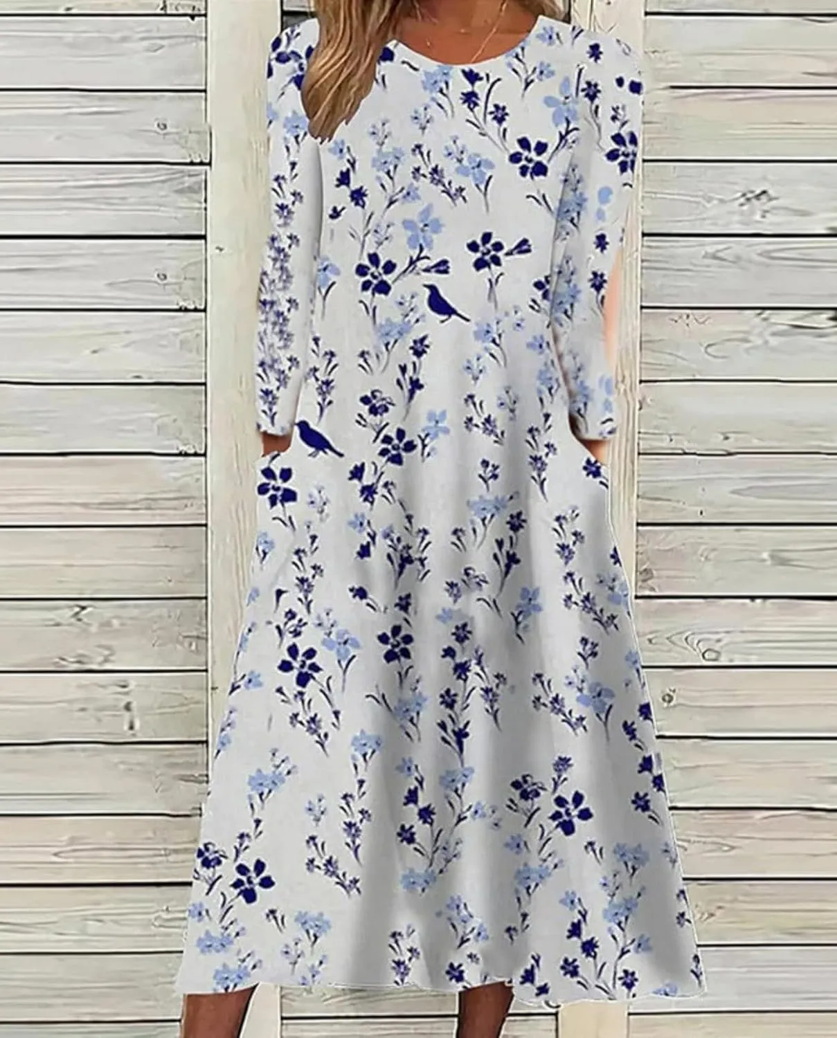 Boho Floral Maxi Dress for Women Casual Loose Summer Short Sleeve Beach Vacation Dresses with Pockets