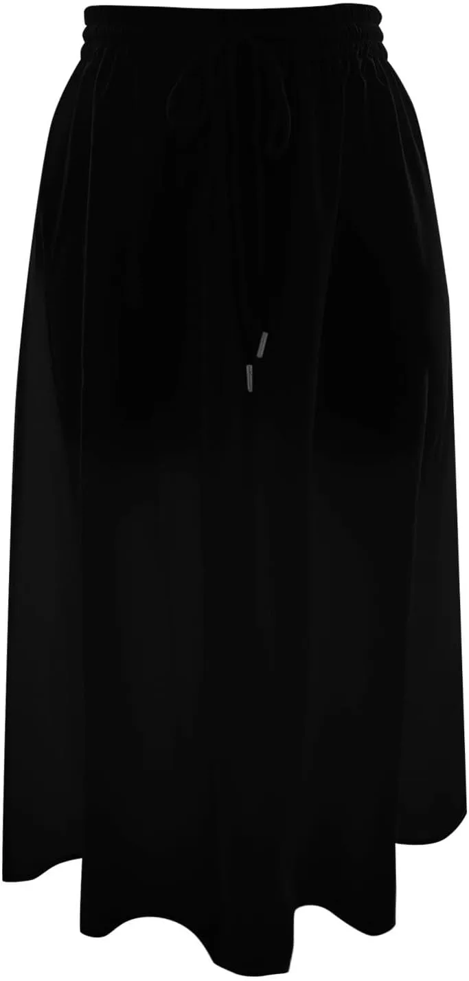 Boho Skirts for Women Lightweight Drawstring High Waisted Trendy Summer Flowy Floral Midi Skirts with Pockets