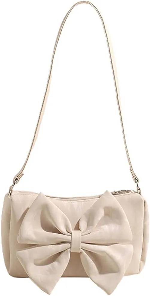 Bowknot Handbag Purse Cute Faux Suede Mini Shoulder Bag Top-handle Totes Satchel Creative Gifts for Women Girls