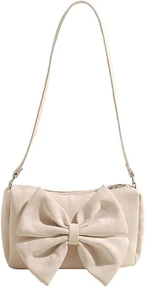 Bowknot Handbag Purse Cute Faux Suede Mini Shoulder Bag Top-handle Totes Satchel Creative Gifts for Women Girls