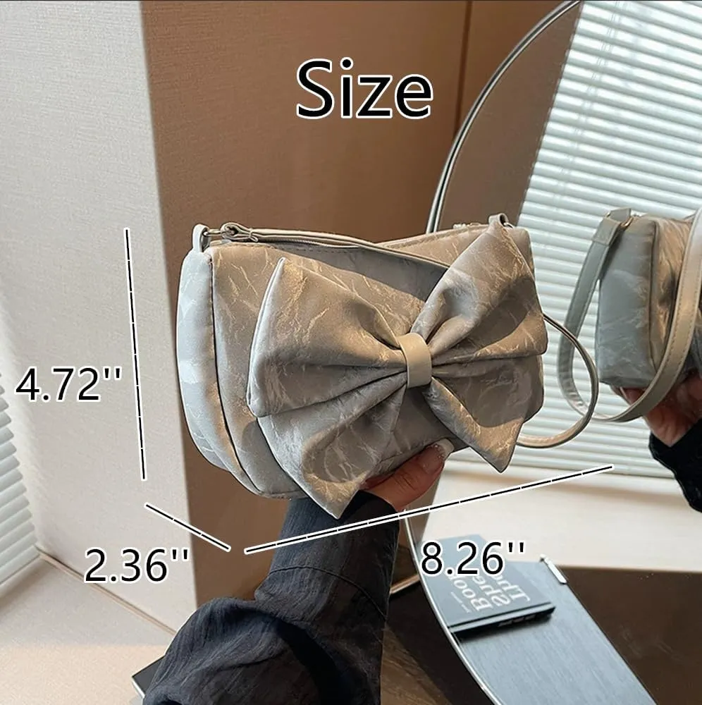 Bowknot Handbag Purse Cute Faux Suede Mini Shoulder Bag Top-handle Totes Satchel Creative Gifts for Women Girls