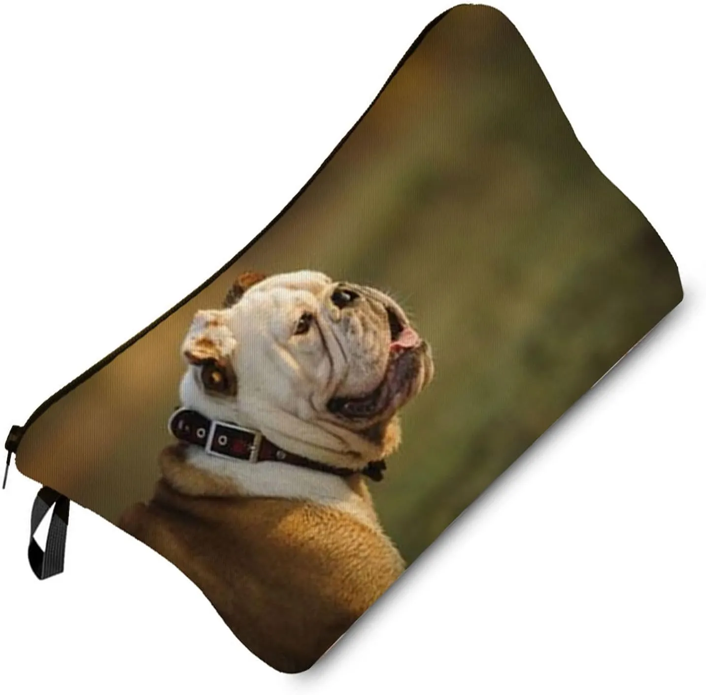 British Bulldog Makeup Bag Puppy Organizer Zipper Pouch British Bulldog Side Face Cosmetic Bag Present for Dog Lovers Dog Mom Women
