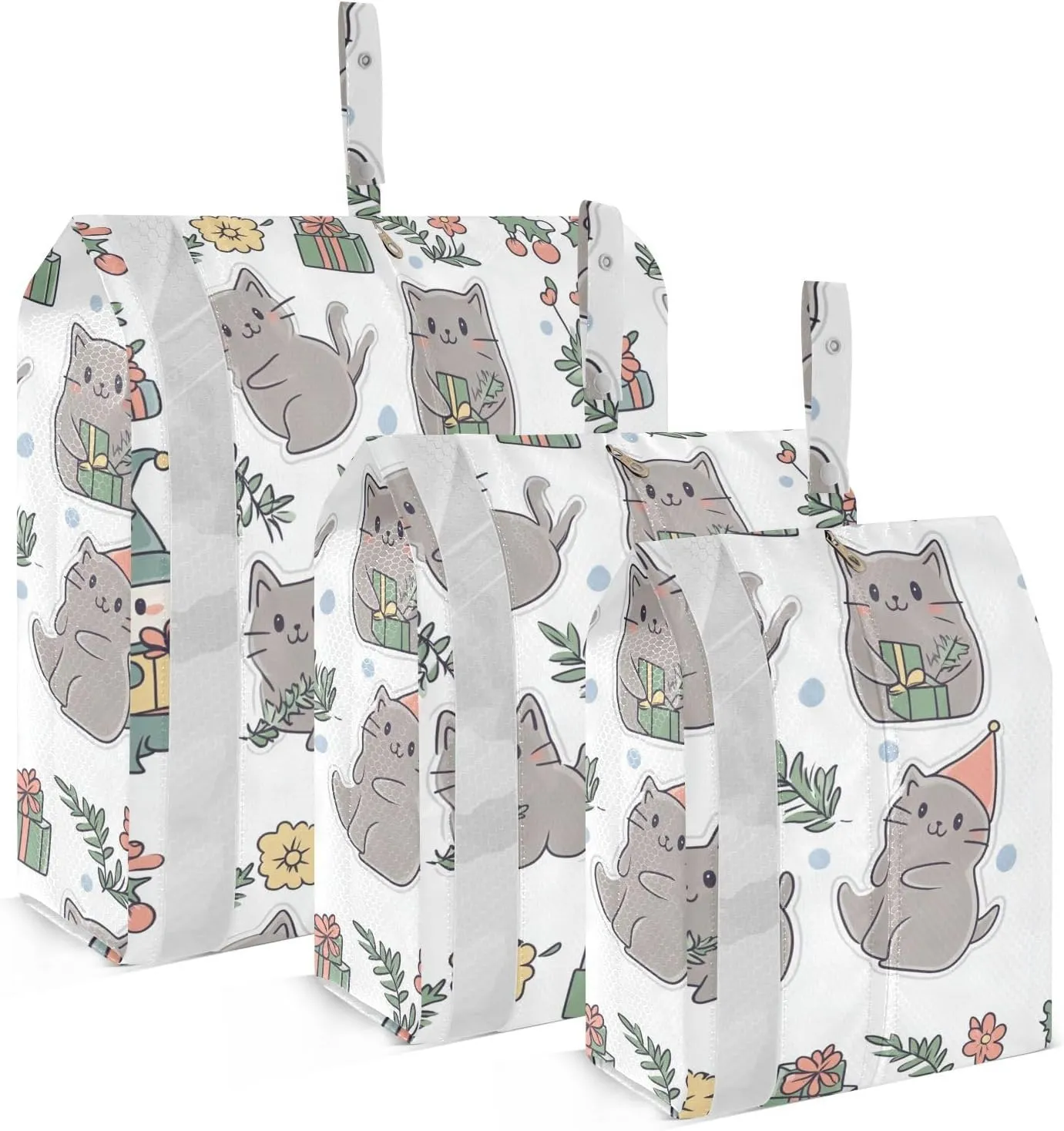 British Shorthair Cats White 3 Set Travel Packing Cubes For Suitcases With Zipper Compression Bags For Clothes Travel Storage Bags Bed Room Organizers And Storage