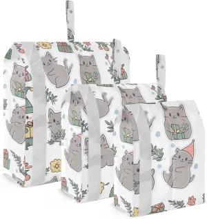 British Shorthair Cats White 3 Set Travel Packing Cubes For Suitcases With Zipper Compression Bags For Clothes Travel Storage Bags Bed Room Organizers And Storage