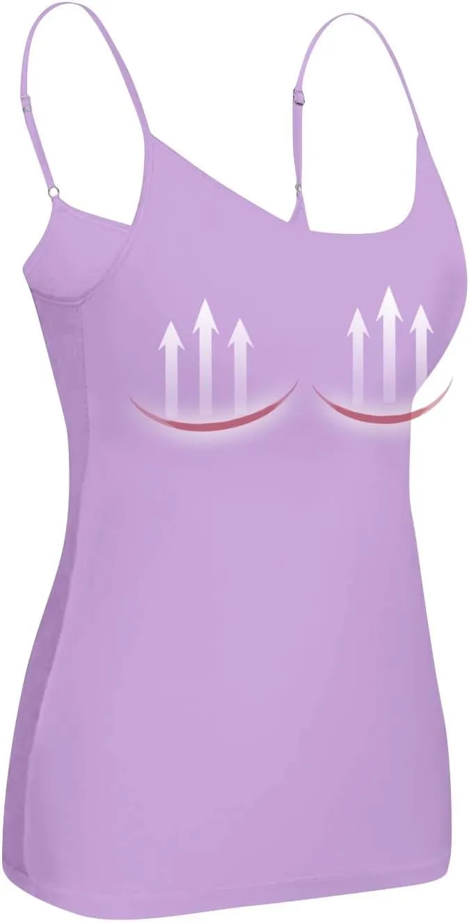 Built In Bra Tank Tops for Women Workout Yoga Undershirt Bra Padded Sports Basic Athletic Camisole Layer Padded Tops