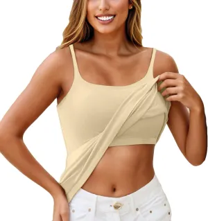 Built In Bra Tank Tops for Women Workout Yoga Undershirt Bra Padded Sports Basic Athletic Camisole Layer Padded Tops