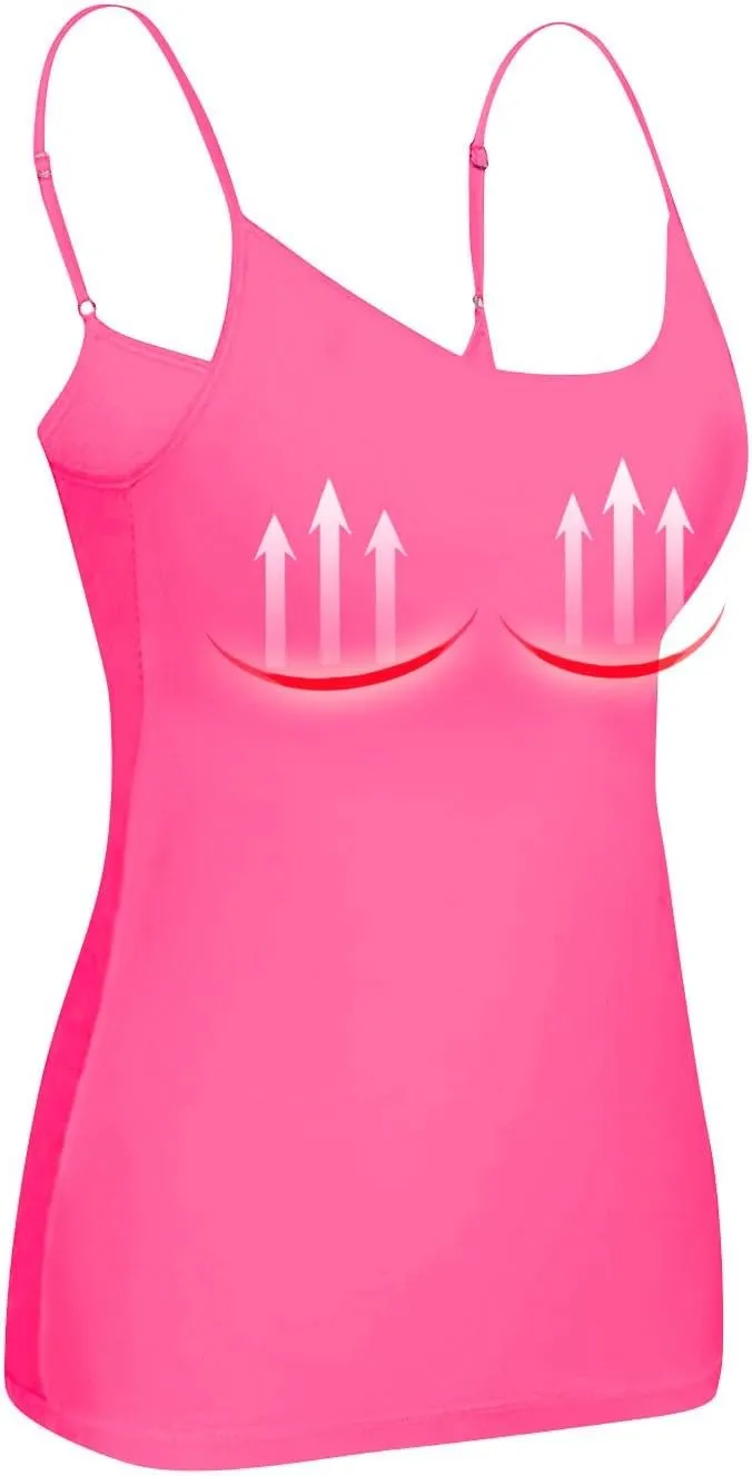 Built In Bra Tank Tops for Women Workout Yoga Undershirt Bra Padded Sports Basic Athletic Camisole Layer Padded Tops