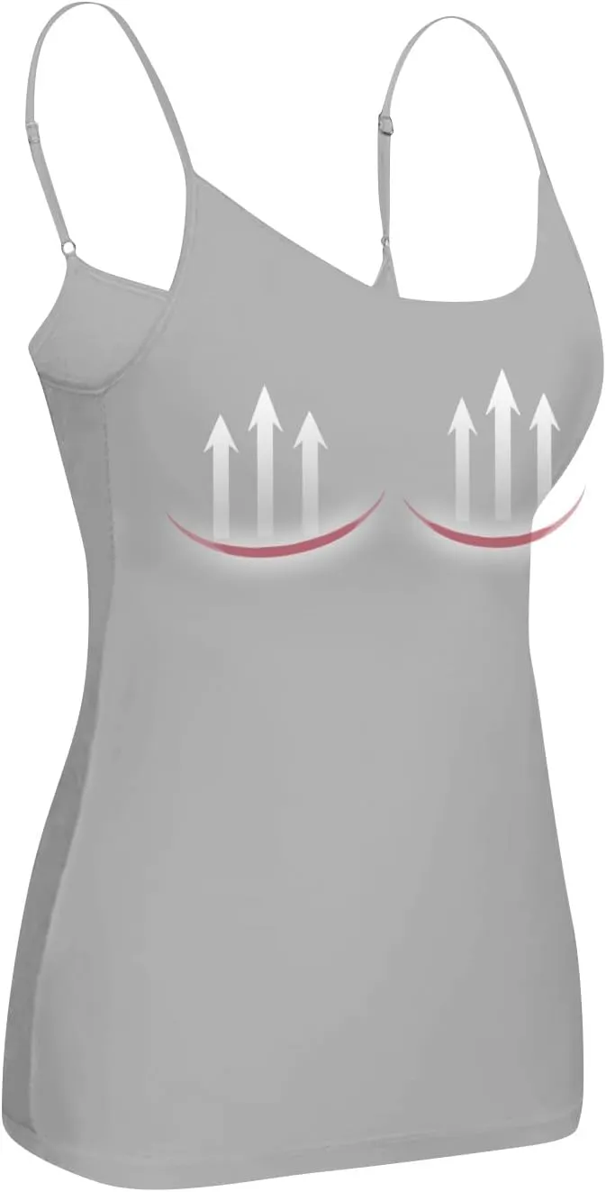 Built In Bra Tank Tops for Women Workout Yoga Undershirt Bra Padded Sports Basic Athletic Camisole Layer Padded Tops