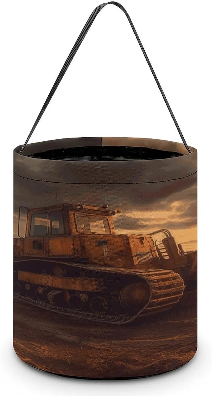 Bulldozer Evening Halloween Tote Candy Bag Candy Basket Candy Bucket Gift Bag for Halloween Party