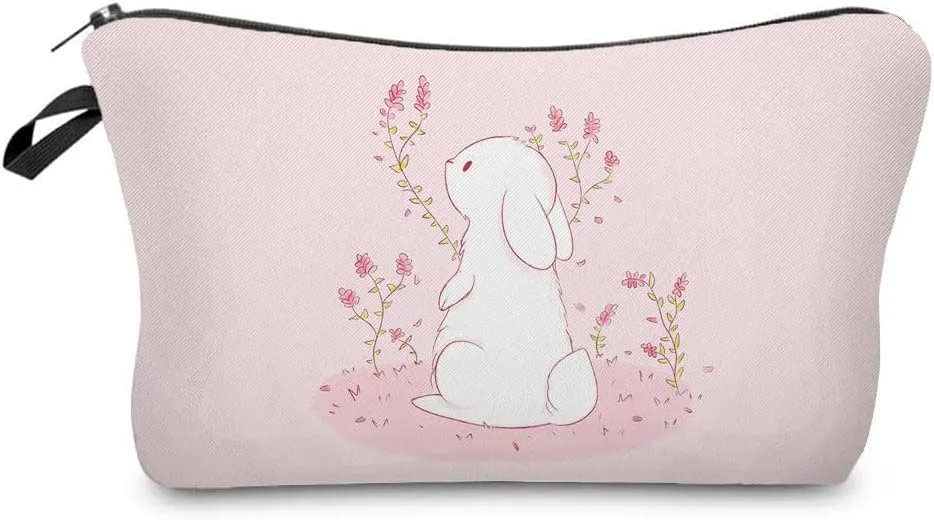Bunny Gifts Cartoon Rabbit Makeup Bag Cute Small Makeup Organizer Bag Travel Toiletry Zipper Pouch Easter Bunny Gift Cartoon Rabbit Cosmetic Bag for Women Friends