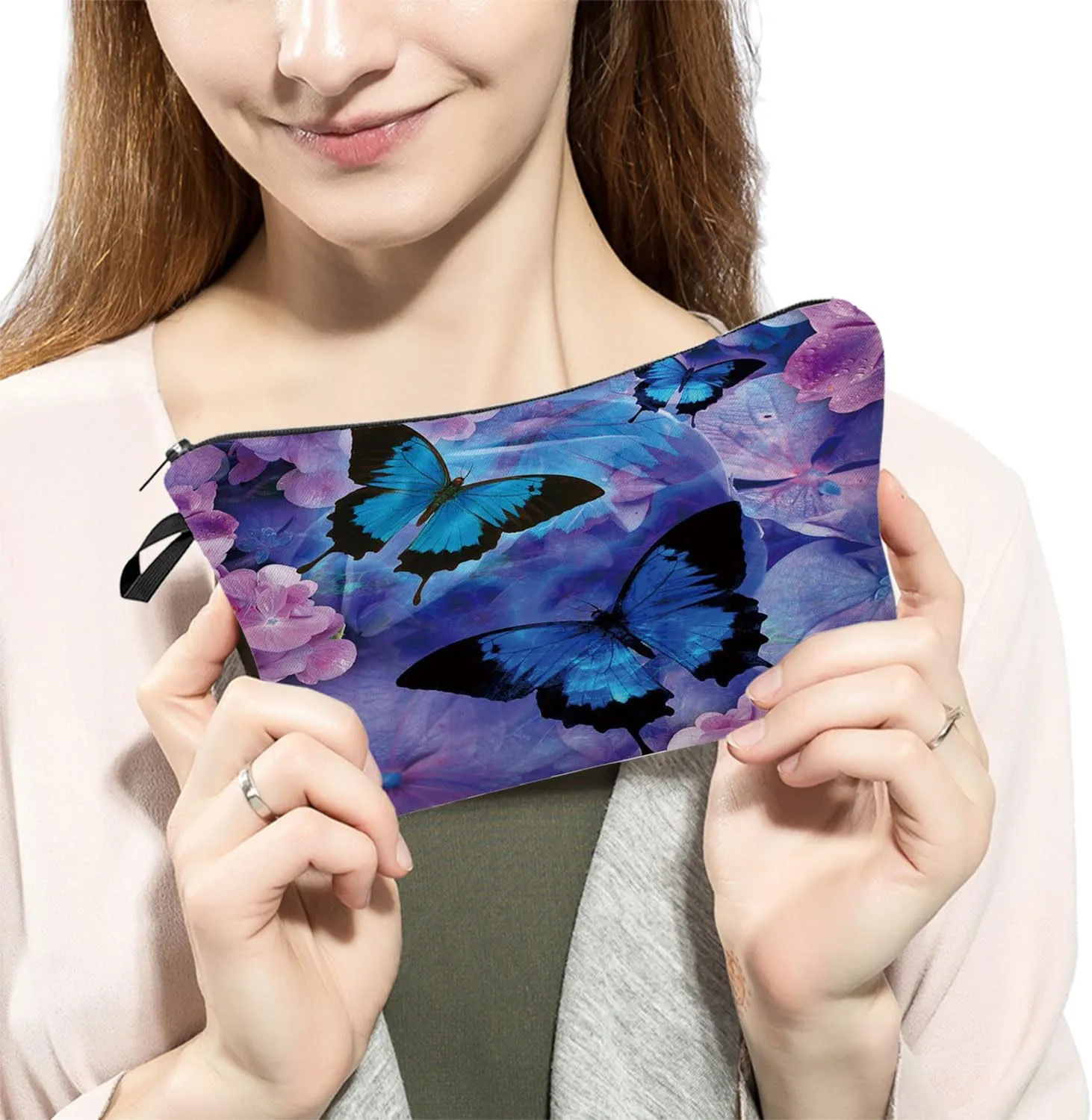 Butterfly Cosmetic Bag for Women Cute Makeup Bag for Purse Travel Toiletry Storage Zipper Pouch for Girls Women Families Friends Sisters Gifts Makeup Bag for Her