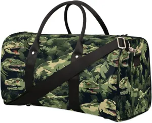 Camouflage Dinosaur Travel Duffel Bag for Women Men, Abstract Animal Sport Tote Gym Bag Foldable Weekender Overnight Bag Waterproof Carry On Luggage Bag