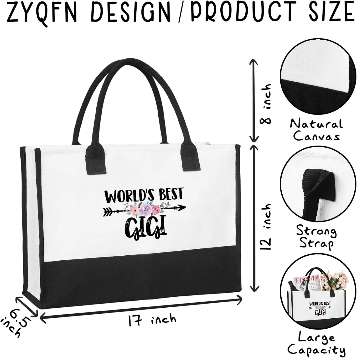 Canvas Tote Bag Canvas Beach Bag,Mothers Day Christmas Birthday Gifts,Thoughtful Gifts,Funny Getaway Shopping Bag Gift.