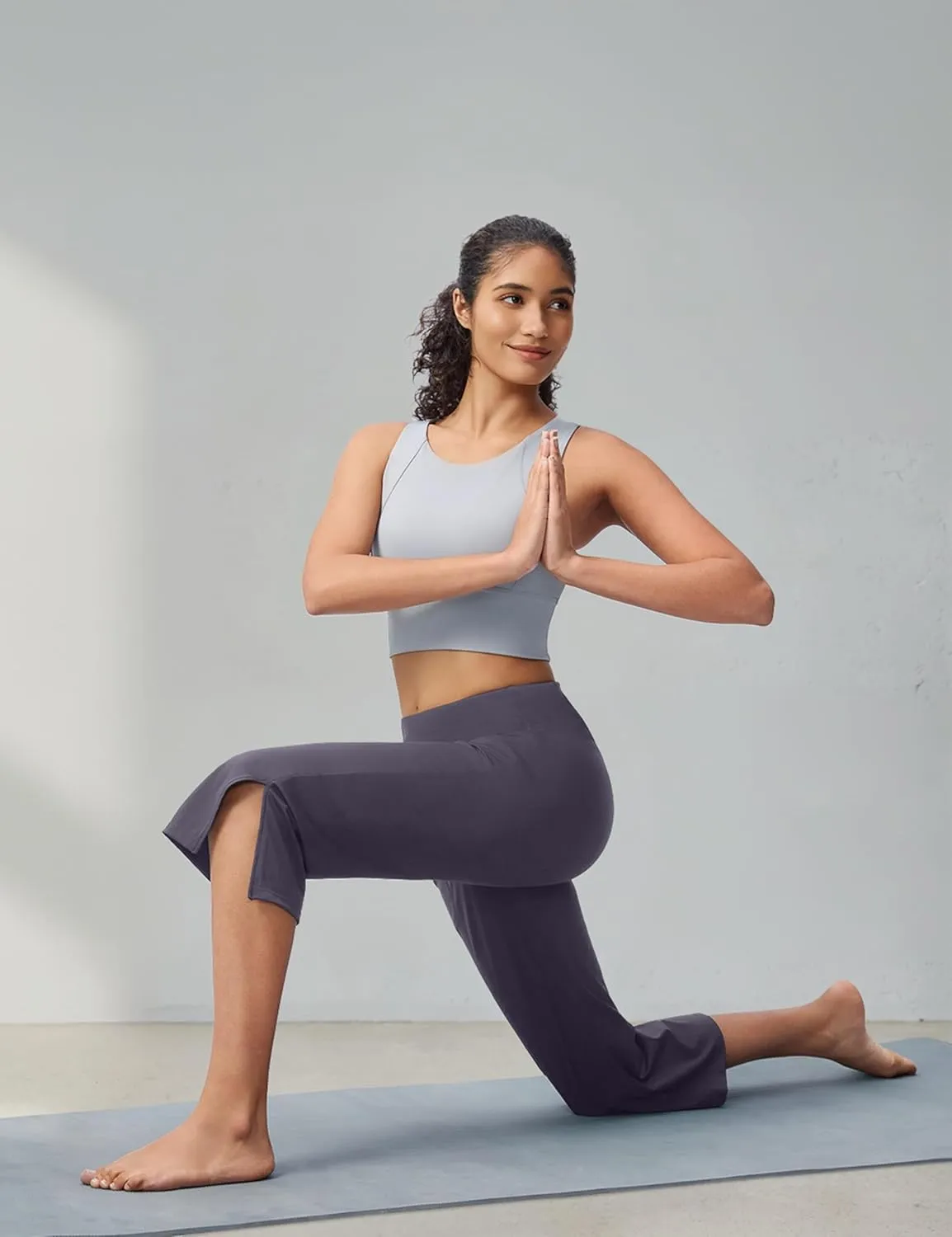 Capri Pants for Women Wide Leg Yoga Capris with Pockets Stretch High Waist Crop Pants Loose Travel