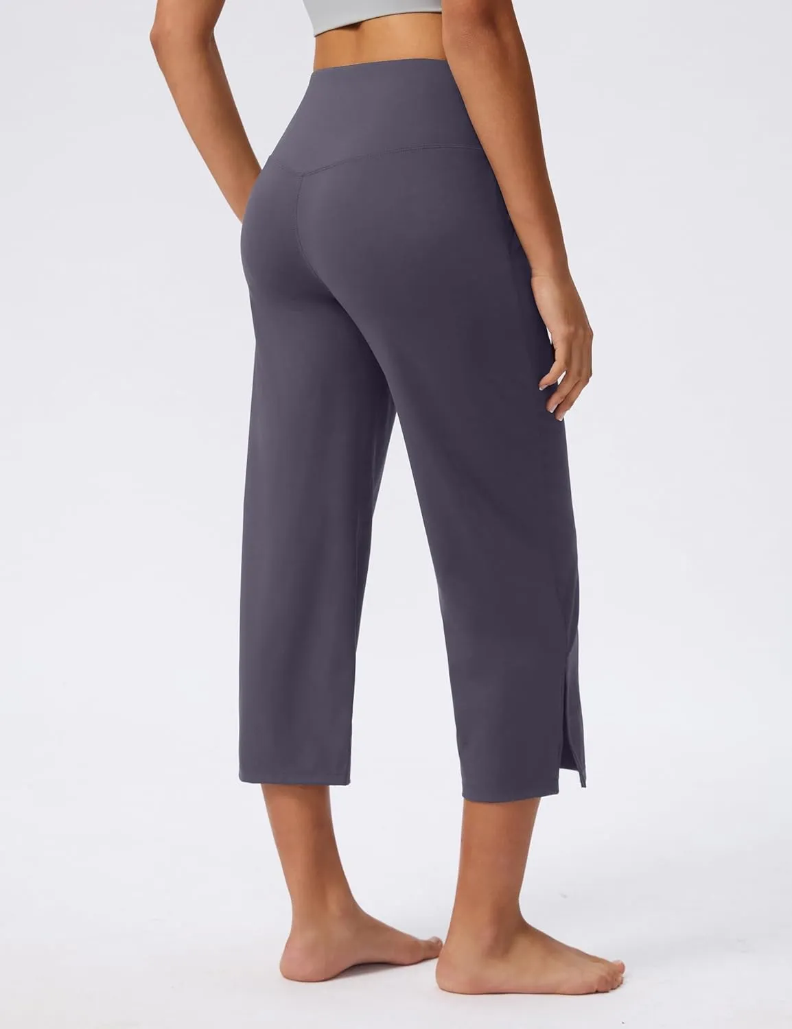 Capri Pants for Women Wide Leg Yoga Capris with Pockets Stretch High Waist Crop Pants Loose Travel