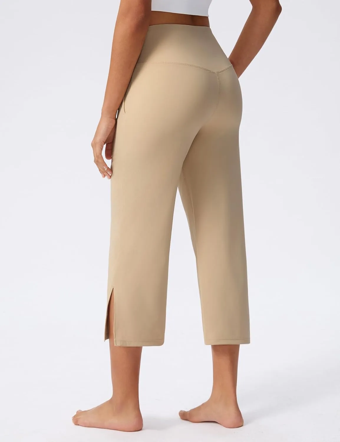 Capri Pants for Women Wide Leg Yoga Capris with Pockets Stretch High Waist Crop Pants Loose Travel