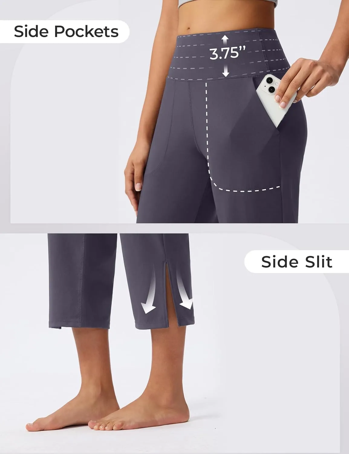 Capri Pants for Women Wide Leg Yoga Capris with Pockets Stretch High Waist Crop Pants Loose Travel