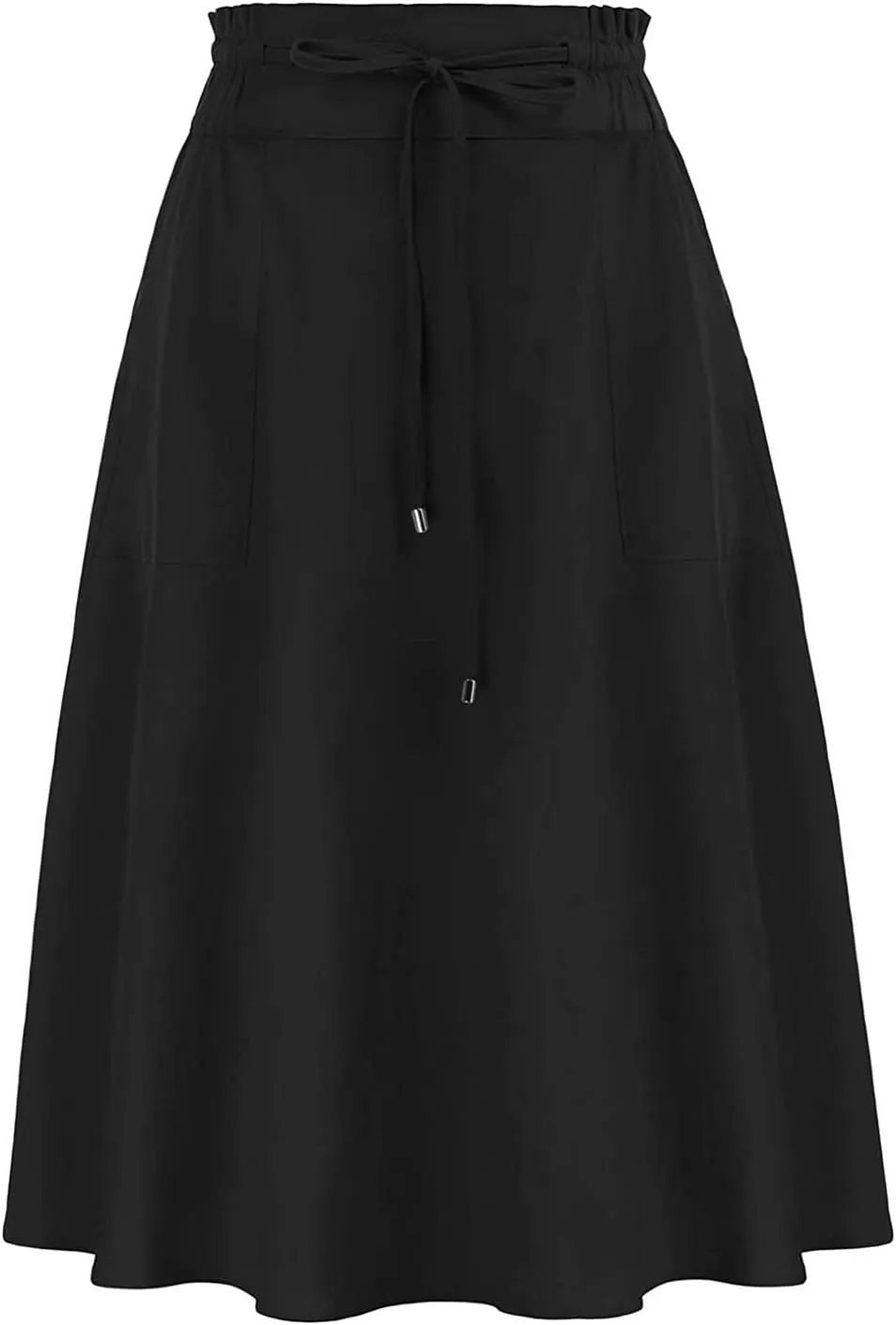 Casual Skirts for Women High Waisted A-Line Midi Length Bohemian Skirt Side Pockets Adjustable Belt Tiered Ruffles