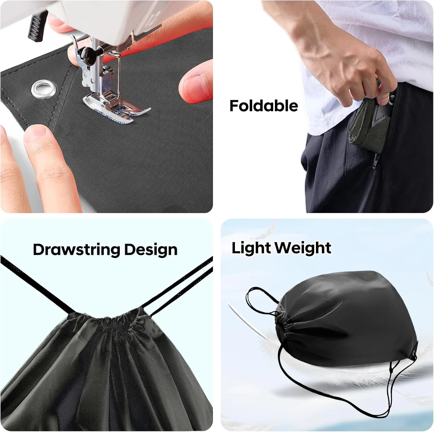 CHEPULA Drawstring Bags Bulk Drawstring Backpack Large Draw String Back Sack (Black-20pcs)