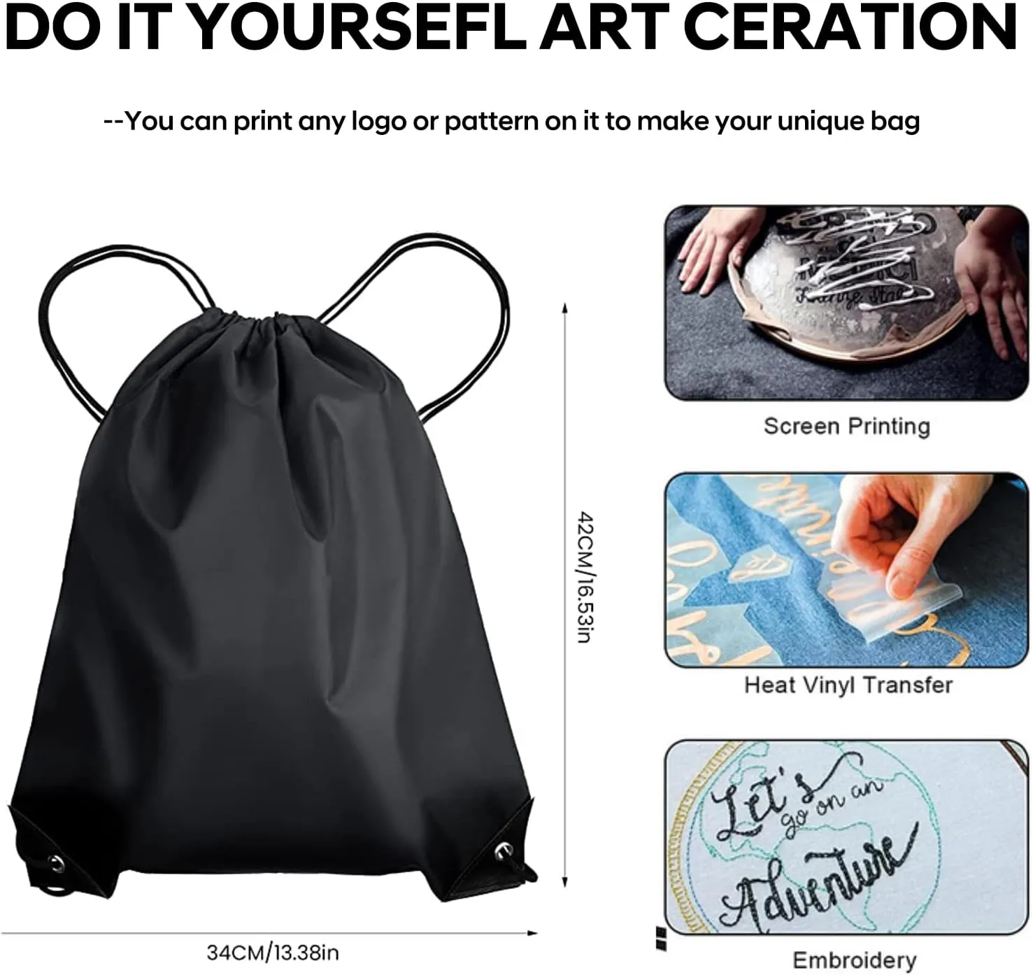 CHEPULA Drawstring Bags Bulk Drawstring Backpack Large Draw String Back Sack (Black-20pcs)
