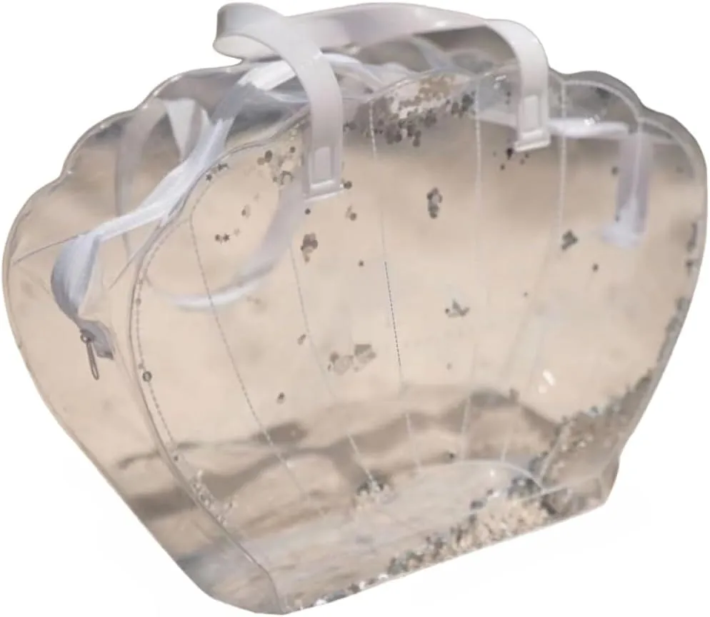 Clear Beach Bag with Zipper Cute Summer Waterproof Tote Bag Transparent Shell Purse Kawaii Aesthetic Stuff Y2k