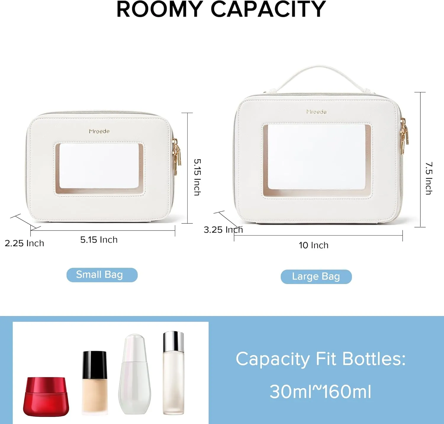 Clear Makeup Bag Set 2 Pcs Travel Cosmetic Bag Portable Clear Makeup Bags with zipper Multipurpose Toiletry Bag Transparent Make Up Bag Organizer for Women Traveling Car Essentials,Beige