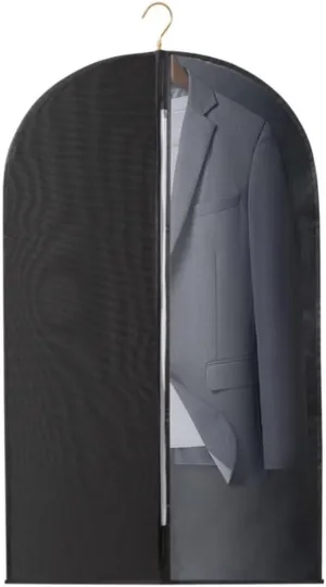 Clothes Cover 5pcs Garment Bags for Hanging Clothes with 4" Gussetes, Suit Cover for Clothes Suit Bags (Color : Black, Size : 60 * 10 * 110cm)