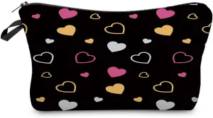 Colorful Heart Makeup Bag Cute Small Makeup Organizer Bag Travel Toiletry Zipper Pouch Birthday Christmas Valentine Gift Colorful Heart Cosmetic Bag for Women