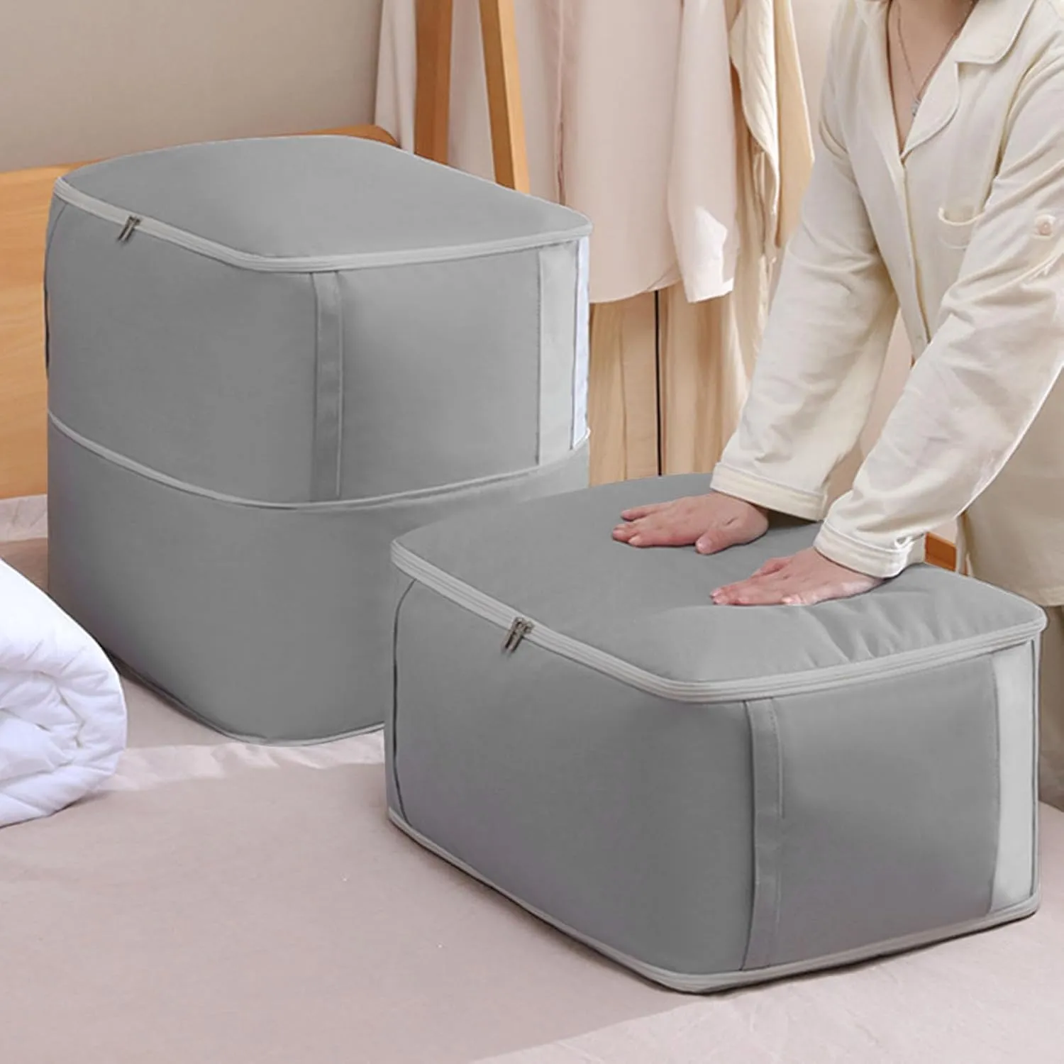 Compression Organizer Bags with Large Capacity - Reusable Travel Packing Cubes, Space-Saving Bags with Window for Suitcase, Compression Bags for Travel
