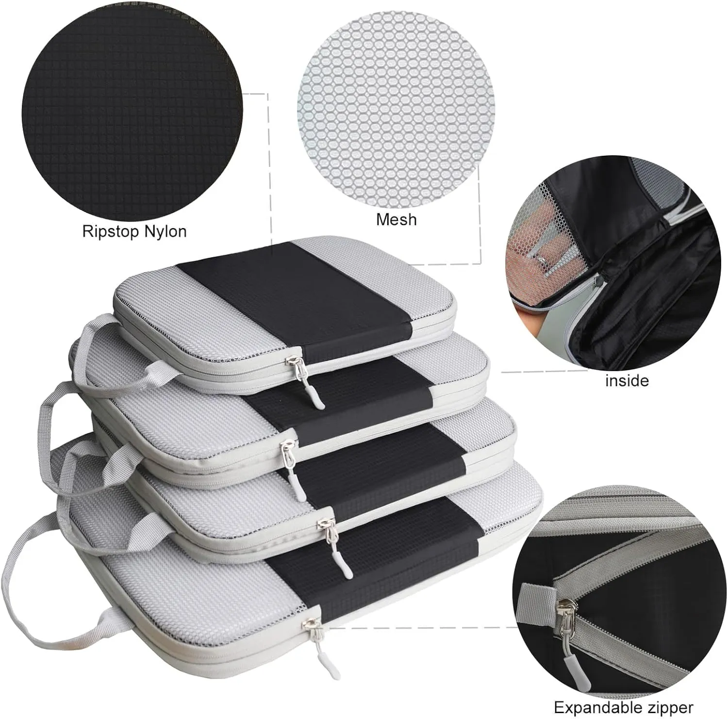 Compression Packing Cubes For Suitcases,Gowraps 6 Set/4 Set Travel Cubes For Luggage/Carry On/Backpack Compressible Travel Organizer Bags &Storage Bag Set Packing Organizers