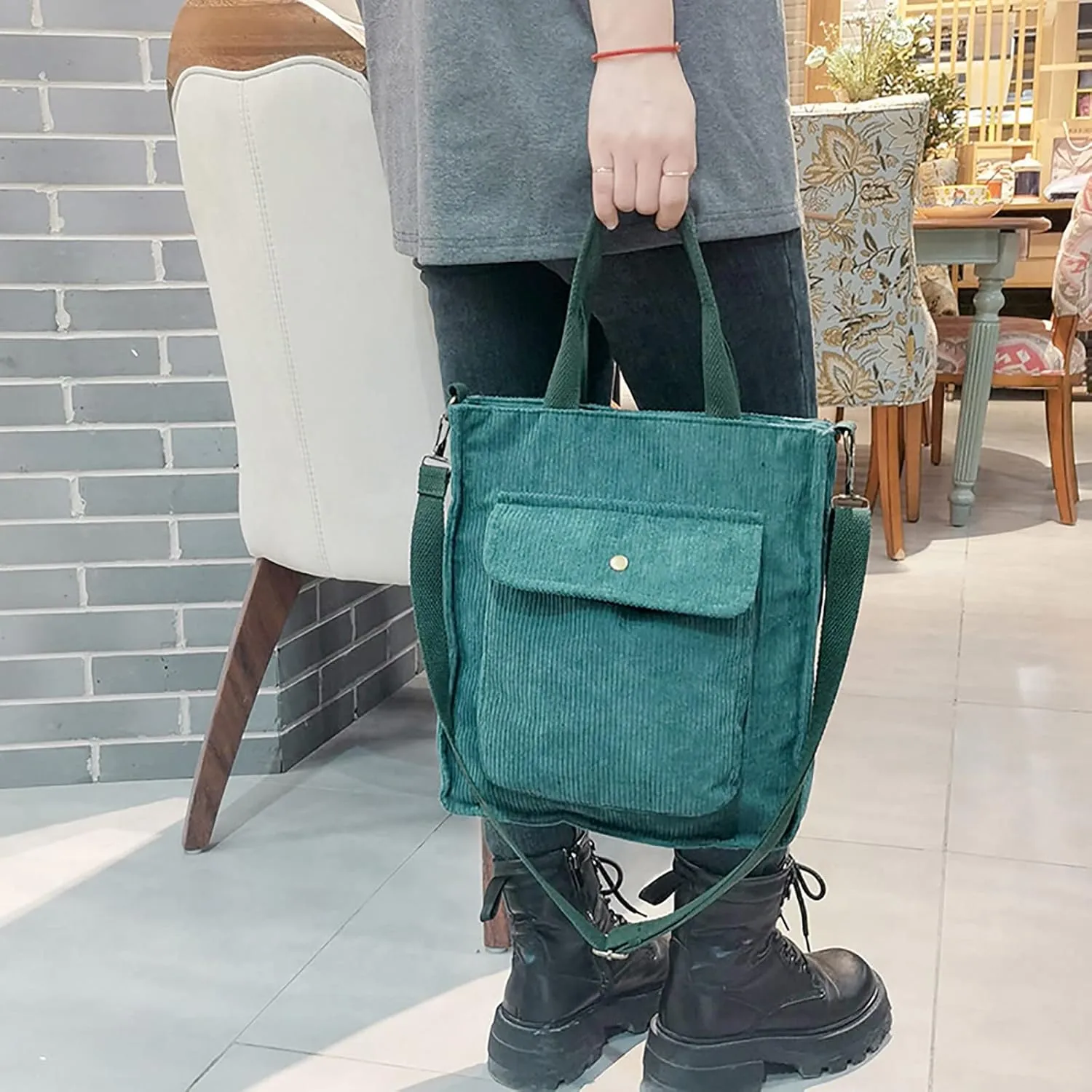 Corduroy Tote Bag Women Shoulder Bags Casual Top Handle Bag Ladies Handbags Canvas Beach Tote
