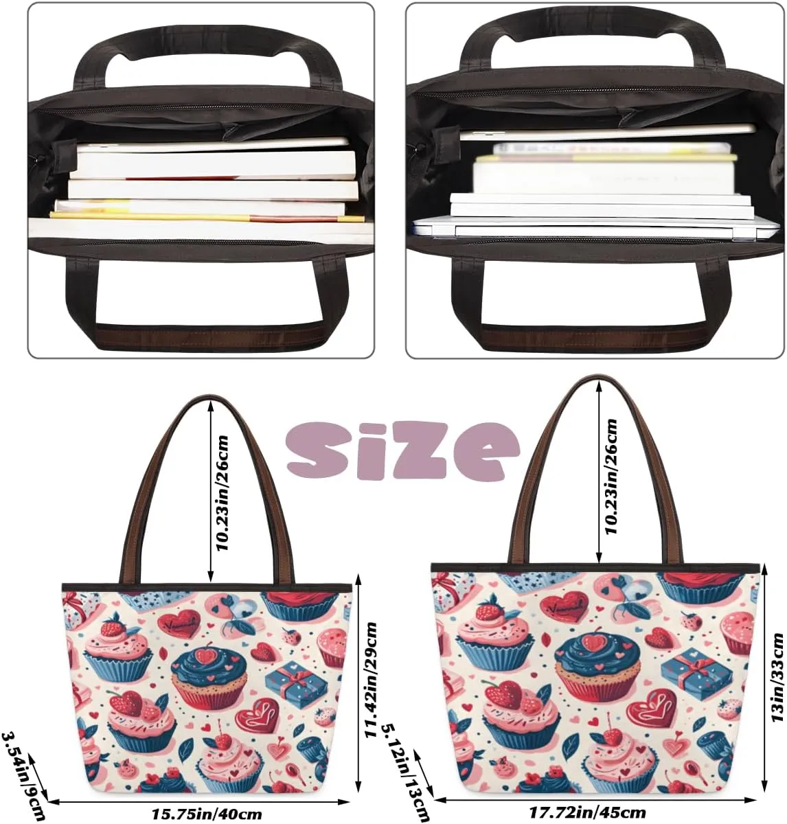 Cute American Football Striped Tote Bag with Zipper 15 Inch Canvas Tote Bag for Women Shoulder Handbag