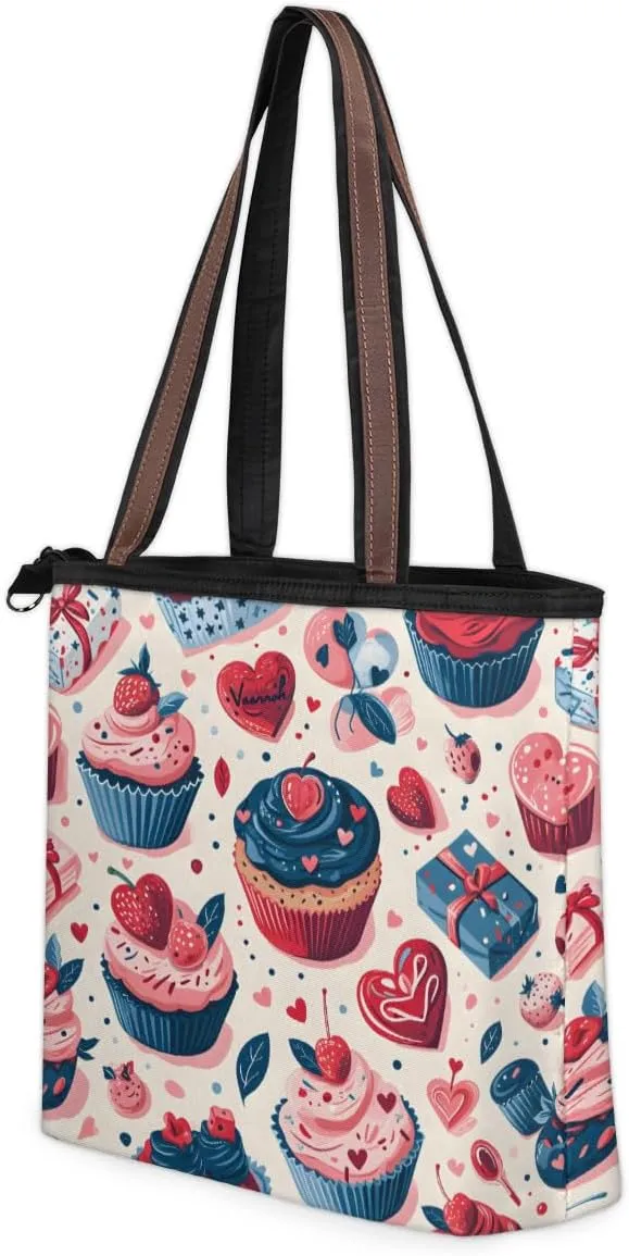 Cute American Football Striped Tote Bag with Zipper 15 Inch Canvas Tote Bag for Women Shoulder Handbag
