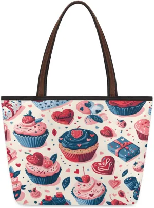 Cute American Football Striped Tote Bag with Zipper 15 Inch Canvas Tote Bag for Women Shoulder Handbag