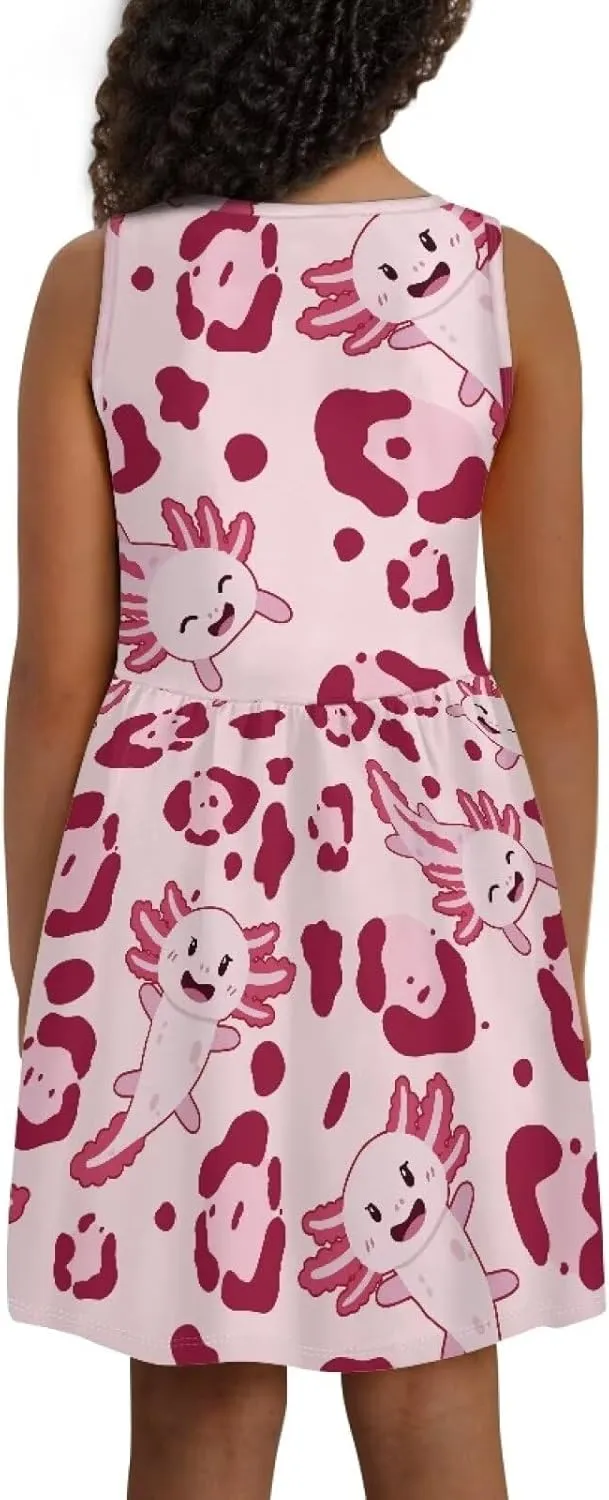 Cute Animal Dress for Girls Sleeveless Loose Fit Summer Dresses with Pockets Swing Sundress