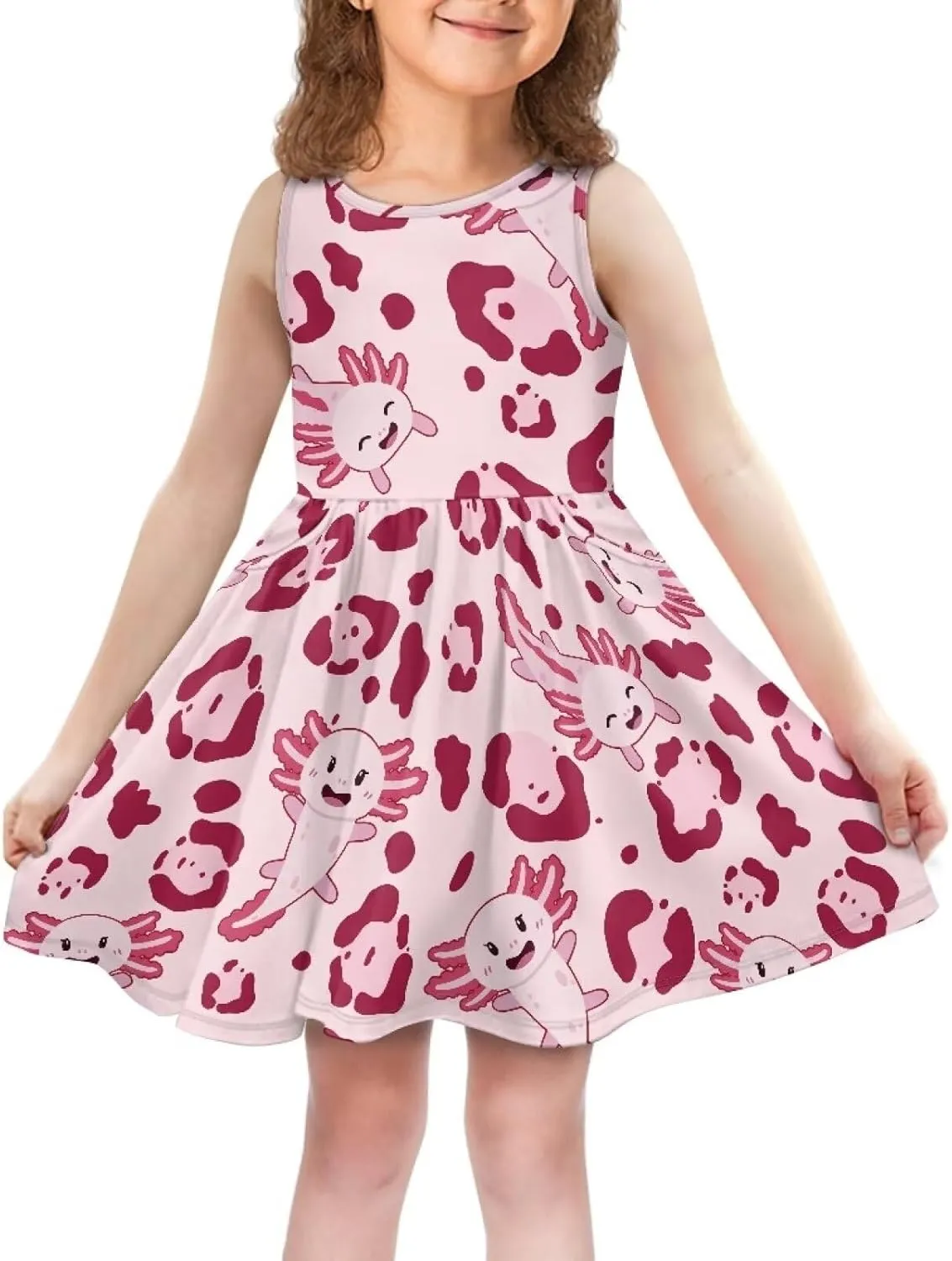 Cute Animal Dress for Girls Sleeveless Loose Fit Summer Dresses with Pockets Swing Sundress