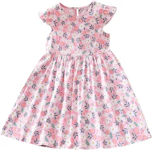 Cute Dresses for Girls 10-12 Casual Loose Fit Hawaiian Flatter Sleeve Summer Sun Dresses Girls Floral Mini Dress