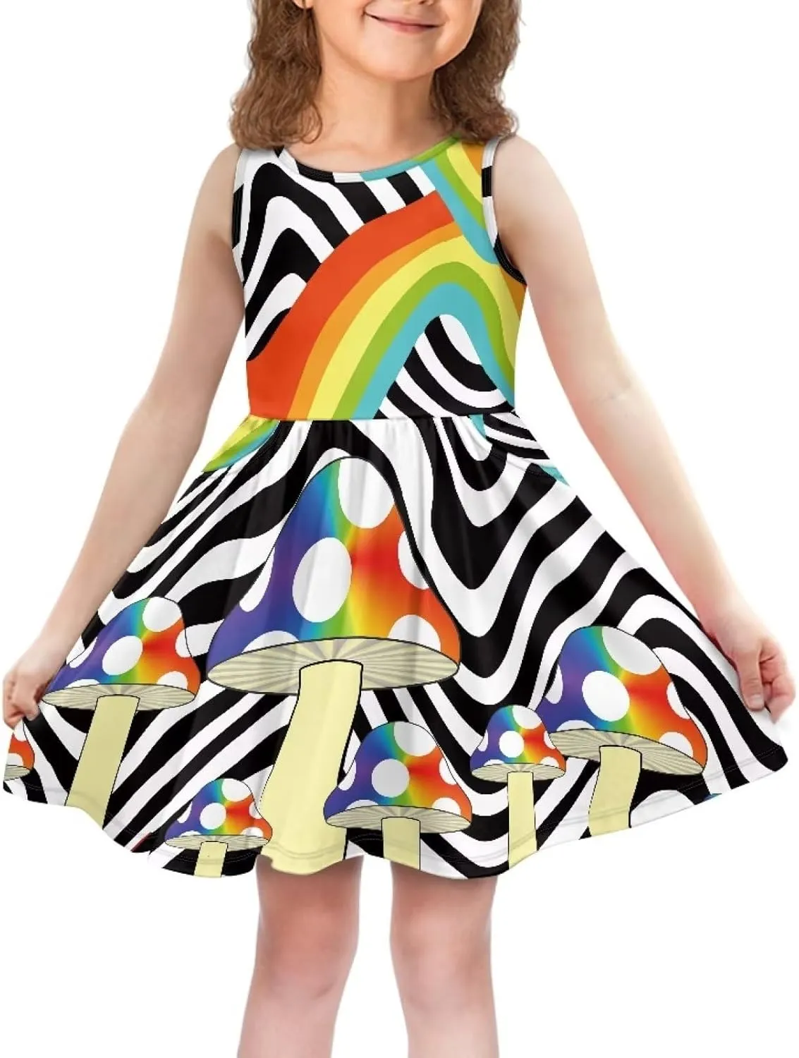Cute Floral Sundress for Girls Comfy Soft Swing Loose Fit Sleeveless Summer Dress with Pockets