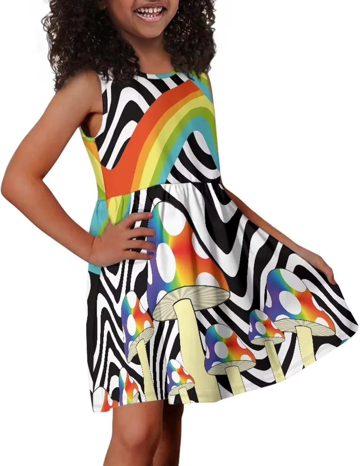 Cute Floral Sundress for Girls Comfy Soft Swing Loose Fit Sleeveless Summer Dress with Pockets